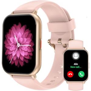 RUIMEN Smartwatch Donna Chiamate Bluetooth Musica Orologio Sportive Contapassi da Polso Cardiofrequenzimetro Saturazione Ossigeno Fitness Tracker Ciclo Mestruale Controllo Sonno per Android iOS Rosa