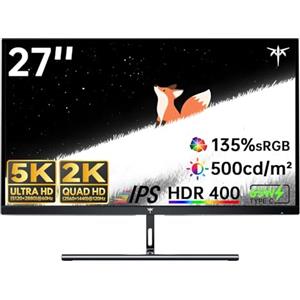 KTC Monitor 5K 27 pollici | Modalità doppia 5K (5120x2880) @60Hz / 2K@160Hz | 99% DCI-P3, 100% sRGB, ΔE＜2 | 1 x USB C a funzione completa, 2 x USB A 3.0 | HDR400 | Compatibile con Mac Mini