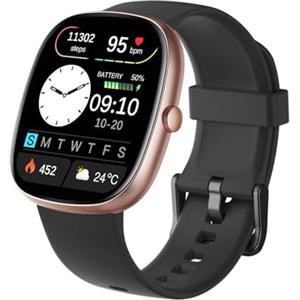 HUAKUA Smartwatch Uomo Donna Risposta Chiamate Orologio Contapassi da Polso Cardiofrequenzimetro Saturimetro Orologio Fitness Sportivo Impermeabile IP68 Notiche WhatsAPP Smart Watch per Andorid iOS