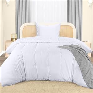 Utopia Bedding Copripiumino Singolo - Copripiumino In Microfibra Di Poliestere 135x200cm + Federa Ricamata 80x80cm - (Bianco)