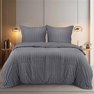 Utopia Bedding Set Copripiumino Seersucker - Include 1 Copripiumino Matrimoniale 260x240 cm con chiusura a cerniera, 2 Federe 65x65 cm con chiusura a busta; il piumino è venduto separatamente.