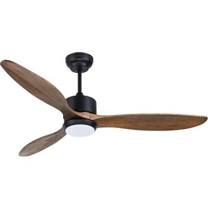 Ovlaim 132CM Ventilatore da Soffitto con Luce e Telecomando, con ventilatore a soffitto in legno chiaro, con telecomando in 3 Luce colori, 6 velocità operative, Timer, per soggiorno