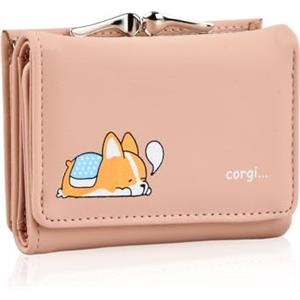 Aohyue Portafoglio Donna Piccolo in Pelle PU, Portamonete Corto con Molti Scomparti per Carte di Credito, Denaro, Foto, Design Elegante e Compatto - Rosa