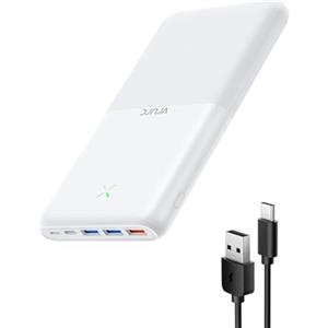 VRURC Power Bank 30000mAh, 22,5W PowerBank USB C Batteria esterna per cellulare a ricarica rapida con 4 uscite e 3 ingressi Caricatore portatile compatibile con iPhone, Samsung, Huawei - Bianco
