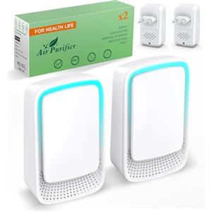 Yowrepu Mini Purificatore d'Aria a Ioni, Elimina Efficacemente Odori di Animali, Fumo e Polvere - Ultra Silenzioso e Senza Filtri - Ideale per Piccoli Spazi come Camera, Bagno, Cucina e Lettiera (2 Pezzi)