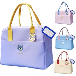 Hillylolly Pranzo al Sacco dei Cartoni Animati, Borsa Termica Piccola Bambini, Lunch Bag Bambini, Sacchetti Pranzo Riutilizzabili, Mini Borsa Termica Bambini, Cartoni Animati (Viola)