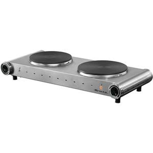 Ariete 994 Fornello elettrico da viaggio Doppia piastra in Ghisa Diametro 188 mm e 155 mm Temperatura Regolabile 2500 Watt Acciaio