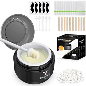 Koeutoze Kit di ceretta Naso per Uomini e Donne - Ceretta Viso con 100g Perle di Cera, 5 Bastoncini Naso & Orecchie, 10 Mascherine Baffi, Mini Scaldacera Elettrico con USB togli peli naso