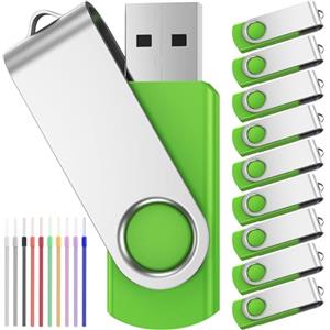 FEBNISCTE 10 pezzi Chiavette USB 8GB, Pennetta USB 2.0, Portatile Pennina USB 8 Giga, Pendrive Set Memoria Flash- FEBNISCTE, Pen Drive 8 GB Verde Perno con Cordin Kit Regalo Natale per Famiglia