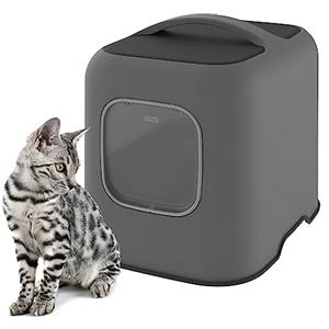 Ligo Lettiera Gatto chiusa Lettiera per Gatti con Filtro e Paletta contenitore sabbia igienico per gatto (GRIGIO FUMO, OLIMPIA)