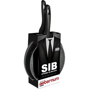 Aeternum, Stone in Black, Bis Padelle, Adatte a Induzione, Diametro 24-28 cm, Alluminio, Nere