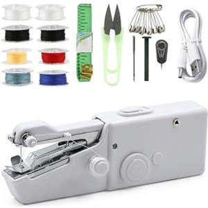 Hitopin Macchina da Cucire Portatile, Macchina da Cucire Elettrica Portatile, Macchina per Cucire Portatile, Mini Macchina da Cucire,Adatta a Principianti e Professionisti Vestiti Fai da Te（Bianco)
