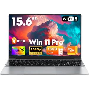 FUNYET Computer portatile, 2025 Laptop da 15,6 pollici, 16 GB RAM 1 TB SSD, Portatile Core i5-7Y54, IPS FHD 1920 x 1080 Notebook, 180°Chiusura Aperta, 5000 mAh, Supports TF Cards, Backlit Keyboard