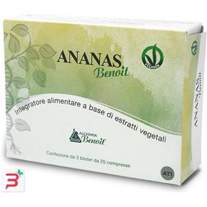 ALCHIMIA BENOIT Ananas Benoit - Integratore Alimentare 60 Compresse da 500 mg per Digestione e Drenaggio Liquidi