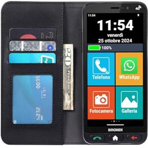 Brondi AMICO VERO 4G (NERO) + FLIP COVER - SMARTPHONE PER ANZIANI