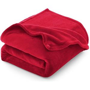 CozyLux Coperta Plaid Pile di Flanella 260gsm, Coperta Divano 130 x 150 cm, Coperta Letto Singolo 150x130, Copridivano Caldo e Morbido - Rosso