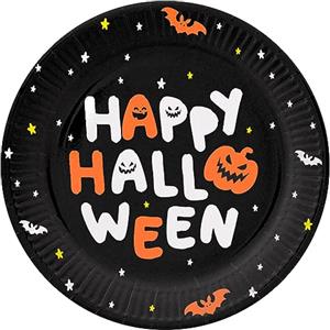 Folat 23870 Piatti con 'Happy Halloween' - Halloween BoOo! - 23 cm - 8 pezzi - Decorazioni Di Halloween Con Zucche, Teschi, Pipistrelli, Fantasmi, Ragni