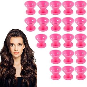 SGERUFZ 20x grandi Bigodini in Silicone Senza Calore, Regalo per Lei, per Acconciature Senza Sforzo, Heatless Hair Curlers, Ricci Senza Calore (Rosa)