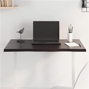 Owoxanthellate Tavolo in rovere 80 x 60 x 2 cm con bordo dell'albero, laccato marrone scuro, robusto piano in legno massello come piano da scrivania per ufficio, tavolo da disegno, tavolo da