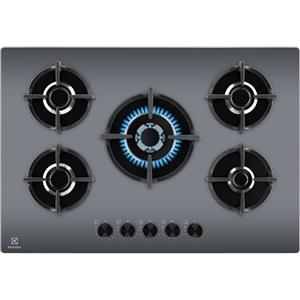 Electrolux Piano Cottura a Gas, Serie 600, EGG75372M, 5 Fuochi, 75 cm, Bruciatore Rapido, Bruciatore Wok, 740x510 mm, Supporto Piano Cottura Ghisa