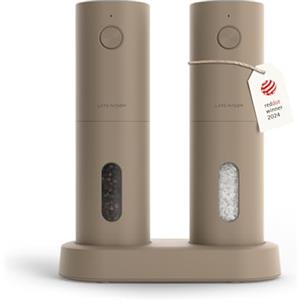 LARS NYSØM Set macinini elettrici sale e pepe | Automatici con macinino in ceramica regolabile | Set per spezie elettrico ricaricabile via USB (Taupe Brown)