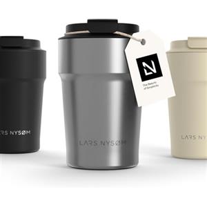 LARS NYSØM Tazza Termica per caffè Thermo Coffee Mug-to-Go 380ml | Tazza da Viaggio 0,38 Litri con Isolamento | In Acciaio Inox e Tenuta stagna per caffè e tè (Stainless Steel, 380ml)