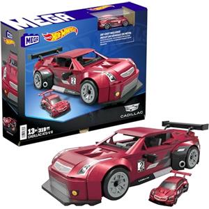 Mega Brands MEGA Hot Wheels - Cadillac ATS-V R, set da costruzione con 319 pezzi e ruote funzionanti, include macchinia die-cast in scala 1:24 abbinata, da collezione, giocattolo per bambini, 13+ anni, HRY18