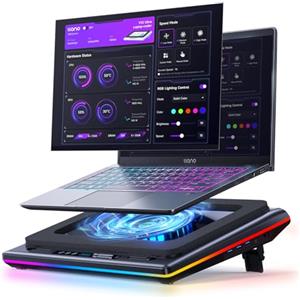 llano V12 Ultra Raffreddatore per Laptop con Controllo Software Intelligente, Supporto Ventilatore RGB per Laptop Gaming, Ventilatore Turbo 5.5,3 *USB 3.0,per Laptop da 15.6 a 19