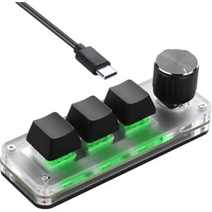 SinLoon Mini tastiera meccanica programmabile con 3 tasti e 1 manopola per le scorciatoie macro, configurazione PC per uso multidispositivo, tastiera portatile hot-swappable per gaming, ufficio, bea