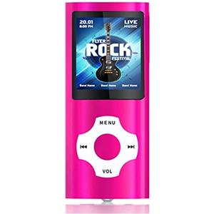 Tabmart 32GB Lettore MP3, Tabmart Metal Hi-Fi Capacità Di Musicale Portatile Lettore MP4 Ad Alta Risoluzione Con 1,8 Pollici Schermo MP3 Lettore Multifunzione 18 Ore Di Riproduzione Continua, Rosa