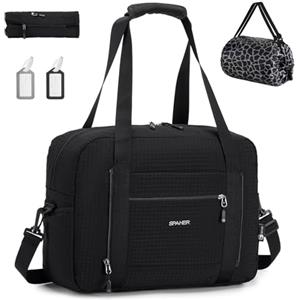 SPAHER Borsone da Viaggio Wizzair Vueling 40x30x20 Bagaglio a Mano Borsone Palestra Sportiva Grande 25L Donna Uomo Impermeabile Borsa da Viaggio Piscina Fitness Travel Duffel Cabin Bag Nero