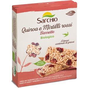 SARCHIO Snack Quinoa e Mirtilli Rossi 80g - Barretta morbida biologica, senza glutine e vegan