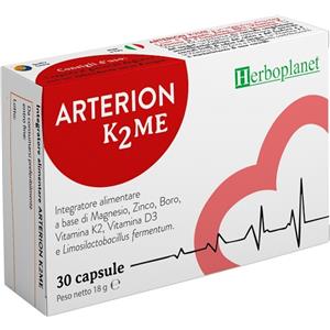 HERBOPLANET ARTERION K2ME - Integratore Alimentare con Magnesio, Zinco, Boro, Vitamina K e D - 30 Capsule