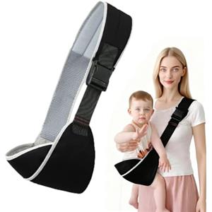 LIUYIDM Fascia Porta Bebe Multifunzione Marsupio Neonato Regolabile Marsupio Laterale per Bambini, Adatto a Neonati e Bambini Piccoli di Età Compresa tra 6 e 48 Mesi Carico 20 kg (Cesio nero)