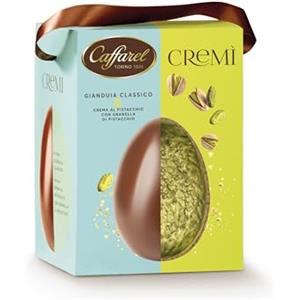 Caffarel Cremì uovo adulto di Pasqua 2026 doppio strato, cioccolato gianduia classico crema di pistacchio e granella di pistacchio salato, 420g