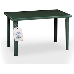 Tomaino - Tavolo Da Giardino In Plastica Rettangolare - Tavolo Plastica Esterno con Gambe Smontabili e Foro per Ombrellone - Tavolino da Esterno Verde