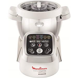 Moulinex HF802AA1 Cuisine Companion Robot da Cucina Multifunzione con 6 Programmi Automatici, 1550 watt, Bianco/Argento