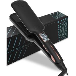 Onalix Piastra per Capelli Larga con Display LCD, Temperatura Regolabile 80-230°C, Riscaldamento Rapido PTC, Piastre in Ceramica, Cavo Rotante 360°, Spegnimento Automatico