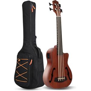 Batking Ukulele elettrico da 30 pollici Cutaway Fretless Bass in legno elettrico acustico basso Ukulele Ukelele integrato EQ Tuner con fori F…
