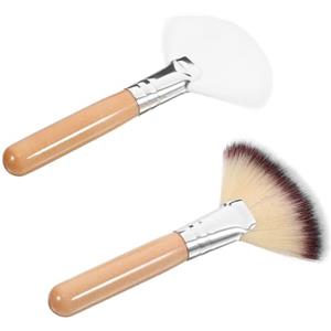 FOMIYES Set 2 Pennelli Trucco a Ventaglio Per Viso, Pennello Per Cipria Fissante Setole Morbide in Nylon, Strumenti Viso Per Donne e Ragazze, Applicazione Fondotinta, Illuminante e Fard