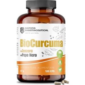 DOMINA PHARMACEUTICAL BioCurcuma - Curcumina e Piperina [Scorta 4 Mesi] Articolazioni e Muscoli | Curcuma Piperina Zenzero | Antinfiammatorio Naturale, Made in Italy - 120 Capsule
