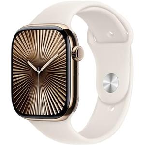 Apple Watch Series 10 GPS + Cellular 46 mm Smartwatch con cassa in titanio color Oro e cinturino Sport Loop Galassia - S/M. Fitness tracker, app ECG, display Retina always-on, Carbon Neutral
