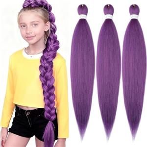 YDDM Capelli Per Treccine Africane Extension Trecce Viola Braids Extension 26 Pollici 3packs Extension Per Treccine Africane Extension (26Pollice, Lavender#)