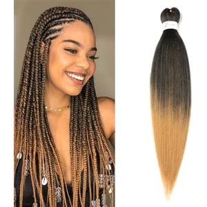 ShowJarlly Capelli Per Treccine Africane 30 Pollici Extension Treccine Africane Pre-Stretched Braiding Hair 1 Pack Extension Capelli Yaki Texture Treccine Africane Extensions 1B/27#