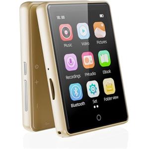 PINHUI 64 GB Lettore MP3 Bluetooth 5.3 con altoparlante, display da 2,8 pollici, audio HiFi, lettore MP4, lettore MP3 per bambini, radio FM, contapassi sportivo, scheda di memoria espandibile da 128 GB (oro)