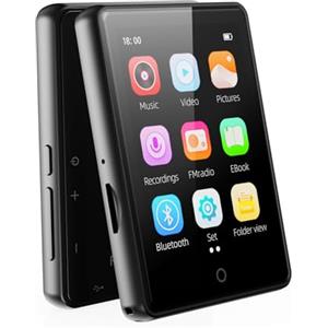 PINHUI 64 GB Lettore MP3 Bluetooth 5.3, mp3 lettore bambini musicale portatile con schermo touch screen da 2,8" con registratore vocale, radio FM, contapassi, cartella, supporto scheda Micro SD da 128 GB