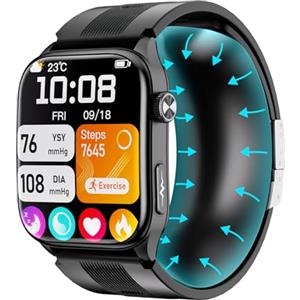 iSo Tech Smartwatch Uomo Donna con Pressione Sanguigna e ECG, 2,06" AMOLED Orologio Intelligente Salute con Pompa ad Aria e Airbag, 24/7 Monitor Frequenza Cardiaca Sonno SpO₂ Temperatura HRV e Stress