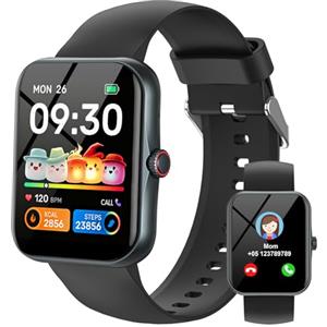 Alutoria Smartwatch Bambini Fitness Tracker, 1.83" HD Orologio per Bambino Bambina con Frequenza Cardiaca Monitor del Sonno Resistente all'Acqua IP68, Smart Watch per Ragazza Ragazzo Ado 5-16 Anni Regalo Negro