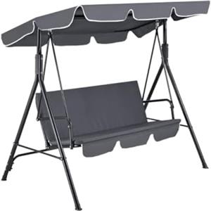 GARDENIA Dondolo da Giardino a 3 Posti con Tettuccio Parasole Regolabile Inclinabile Grigio