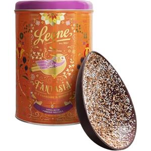 Pastiglie Leone Leone dal 1857 - Uovo di Pasqua Cri Cri con Sorpresa - Uovo di Cioccolato Fondente con Granella di Zucchero e Nocciole - in Latta Regalo - 350gr